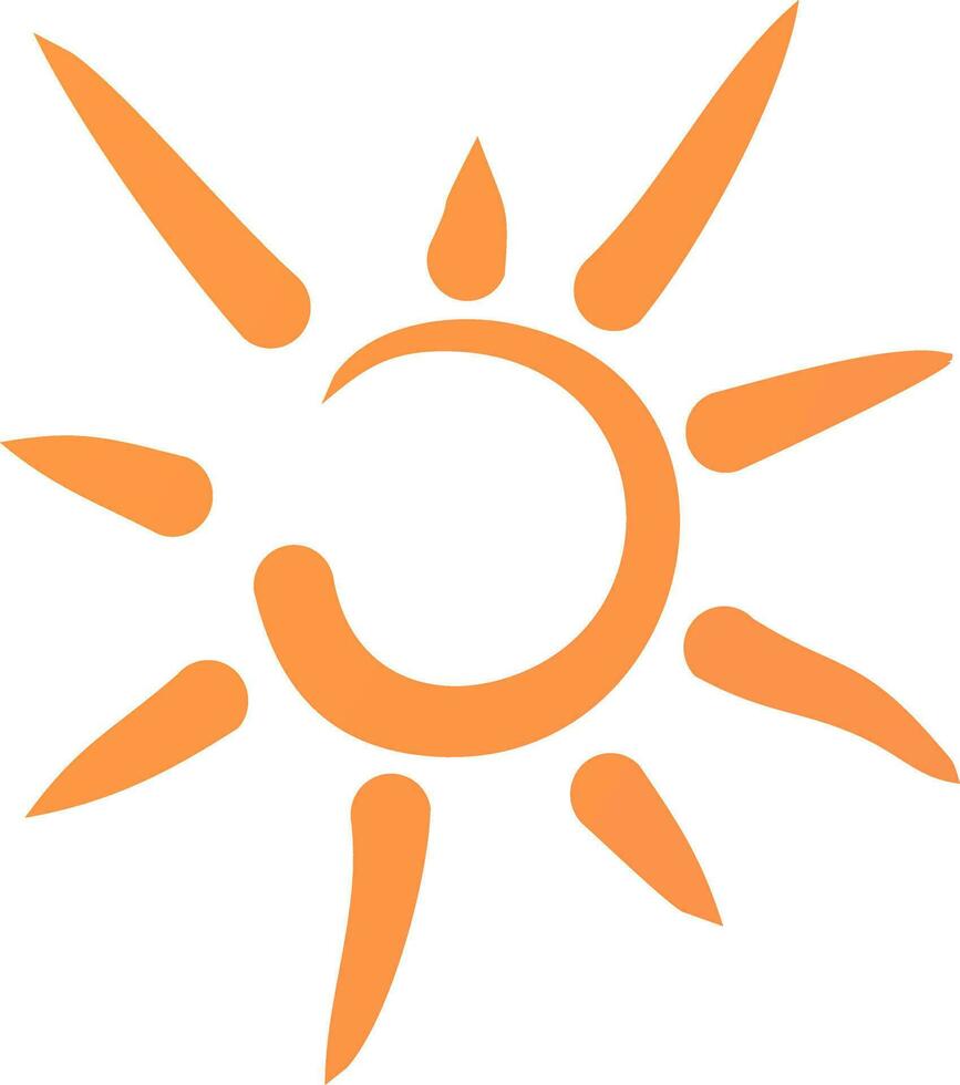 Isolated Sun in Orange color. vector