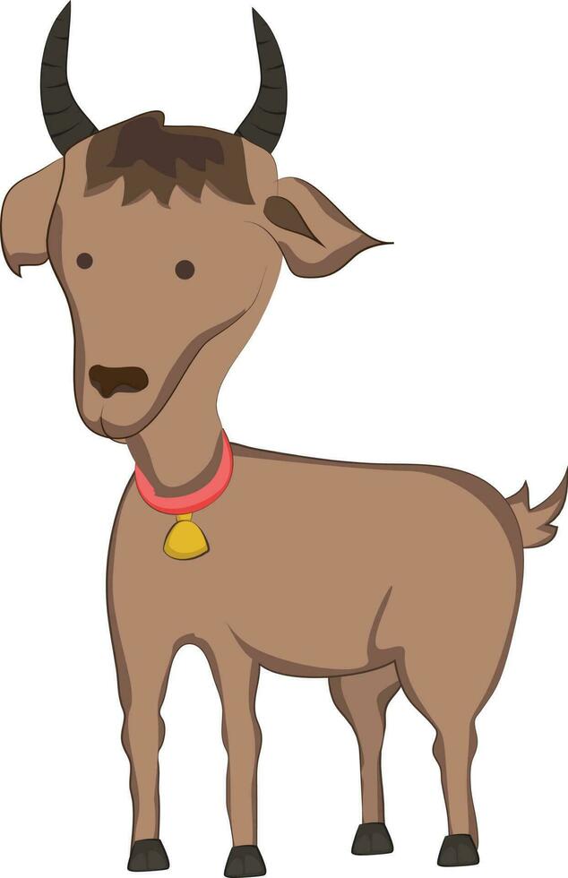 Cartoon character of goat in brown color. vector
