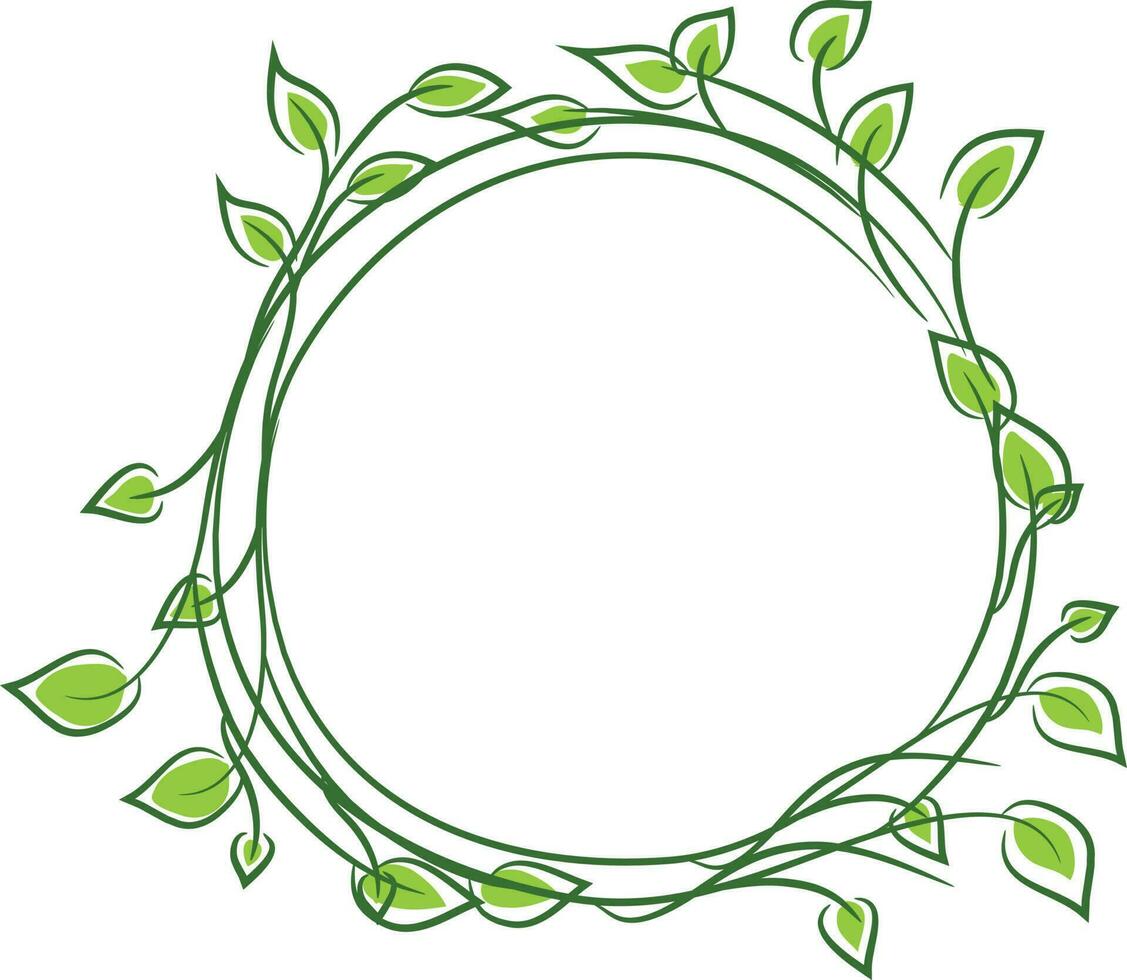 circular marco decorado con verde hojas. vector