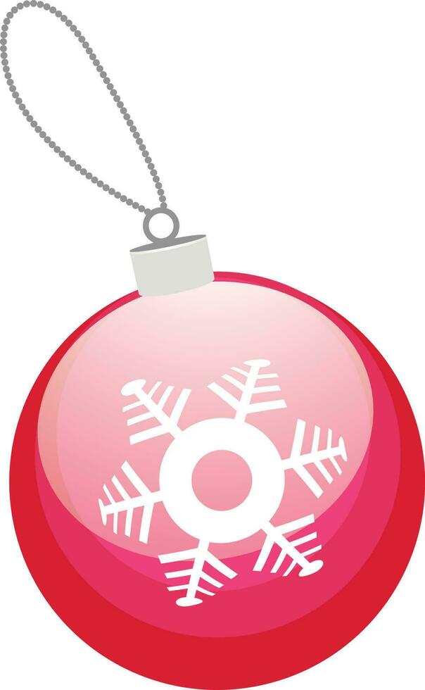 Pink christmas ball with gray ribbon. vector