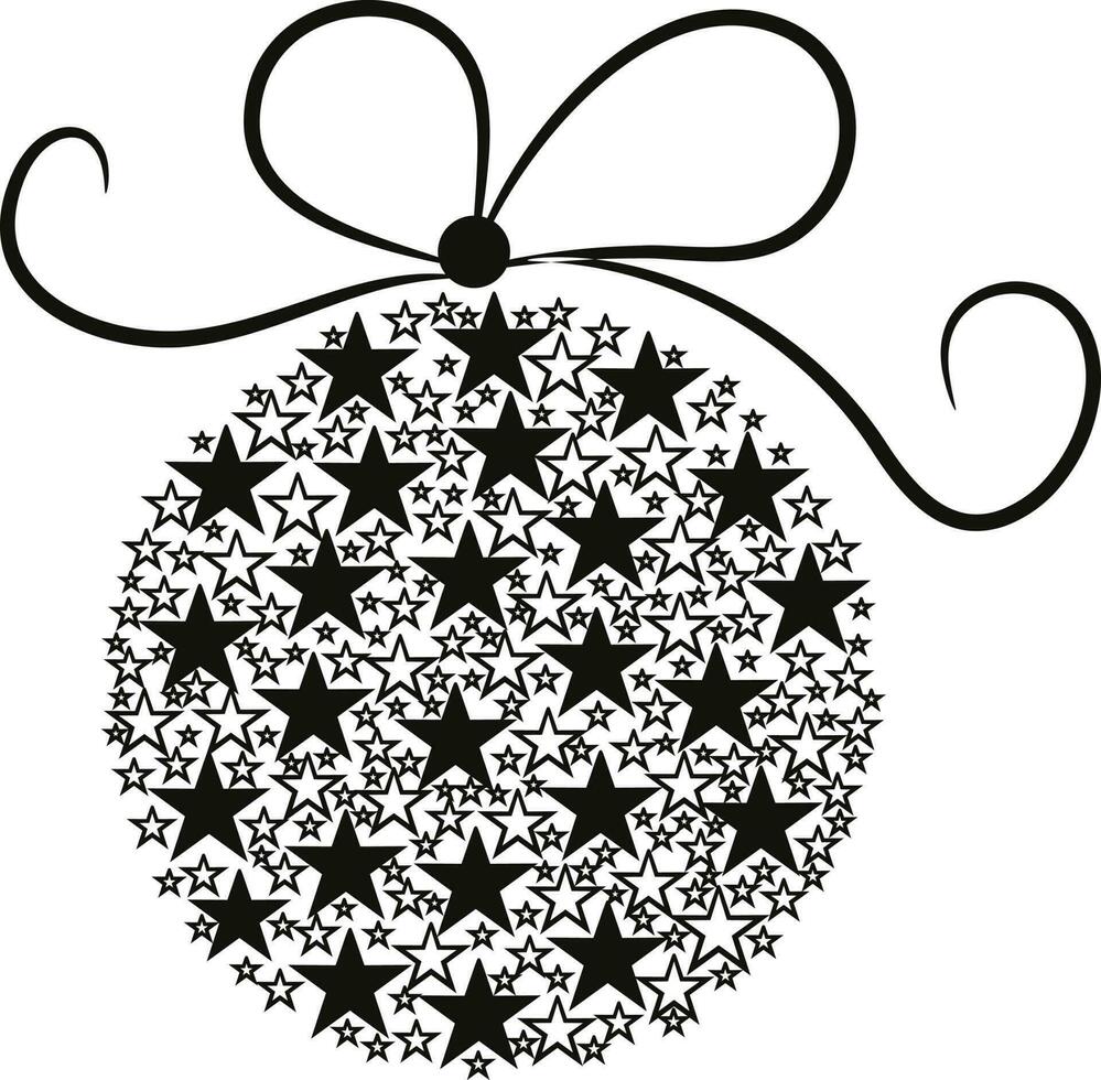Stars decorated ball with ribbon. vector