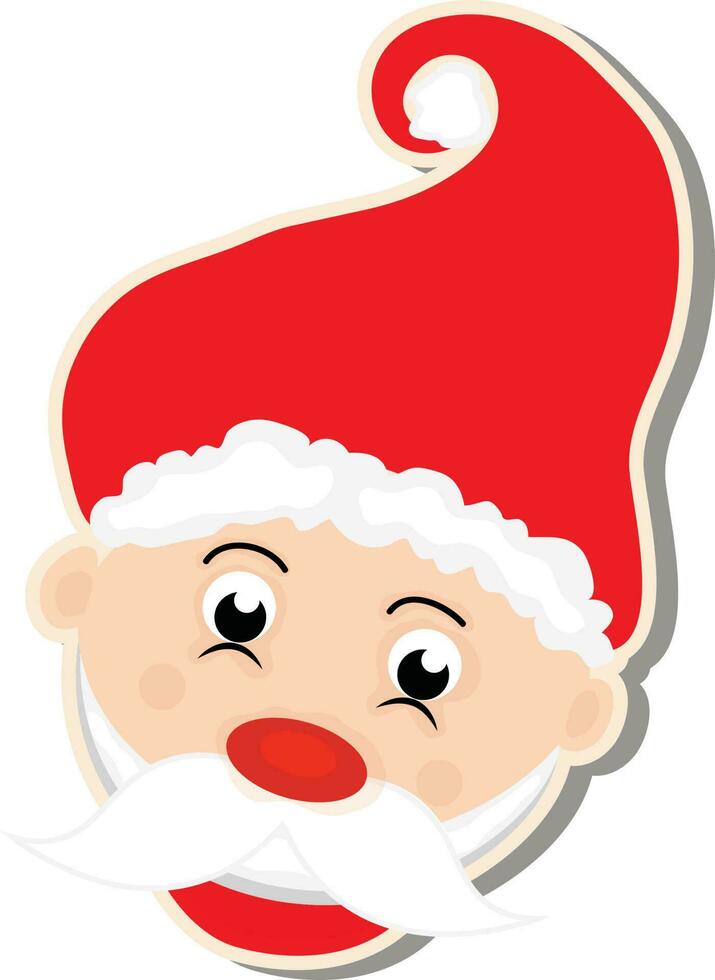Santa claus face with mustache and hat. vector