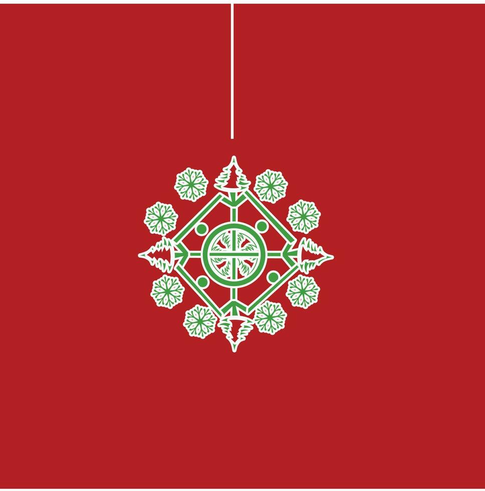 Hanging snowflake on background. vector