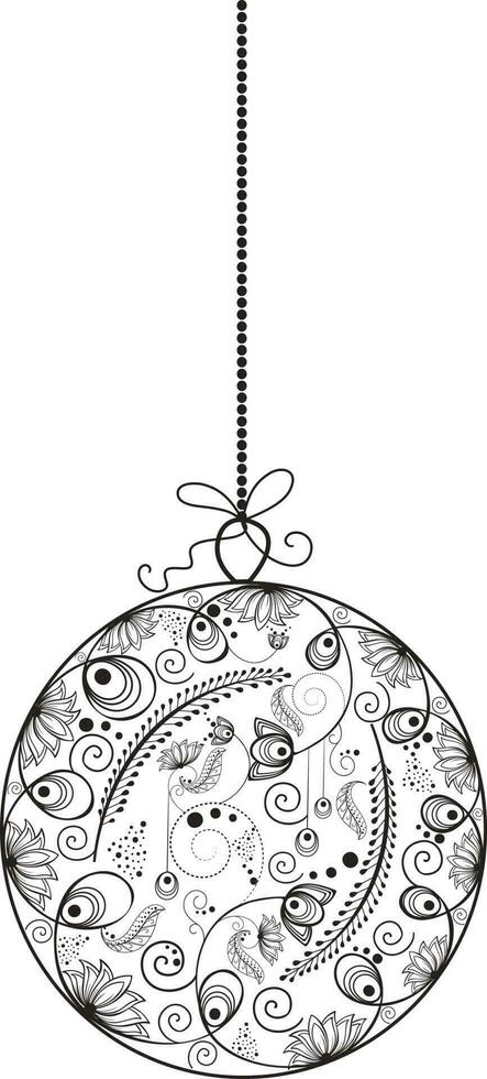 floral diseño decorado Navidad pelota. vector