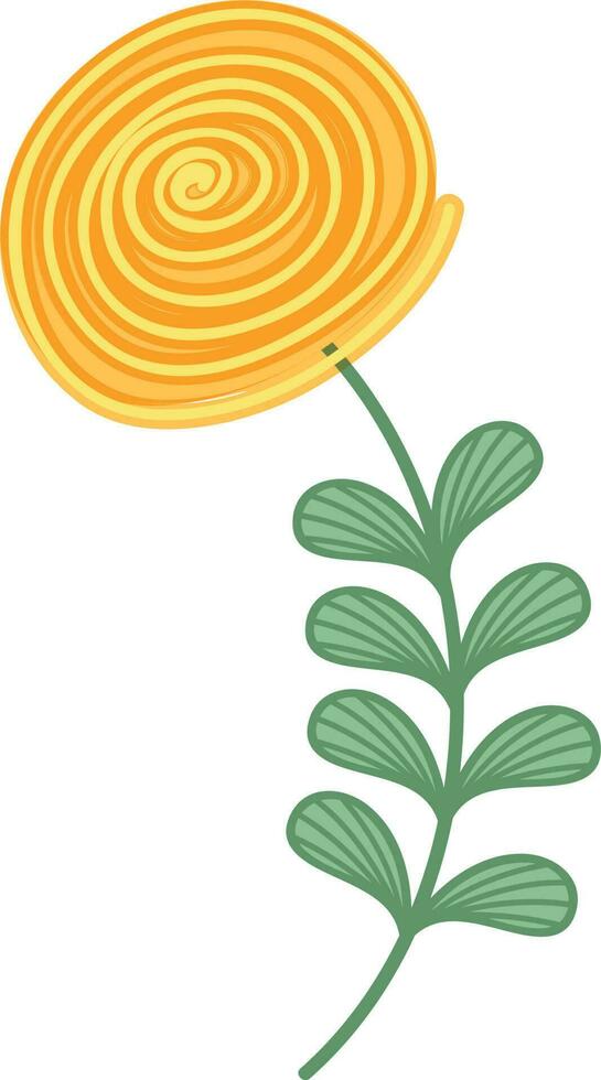 Illustration of flower with green leaves. vector