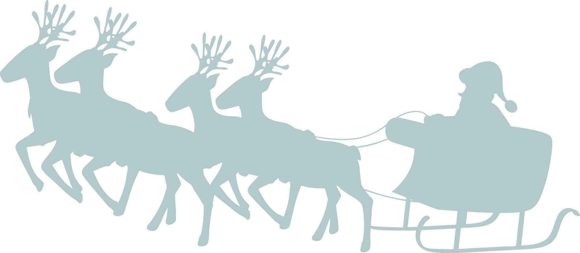 Gray santa Claus with reindeer sleigh. vector