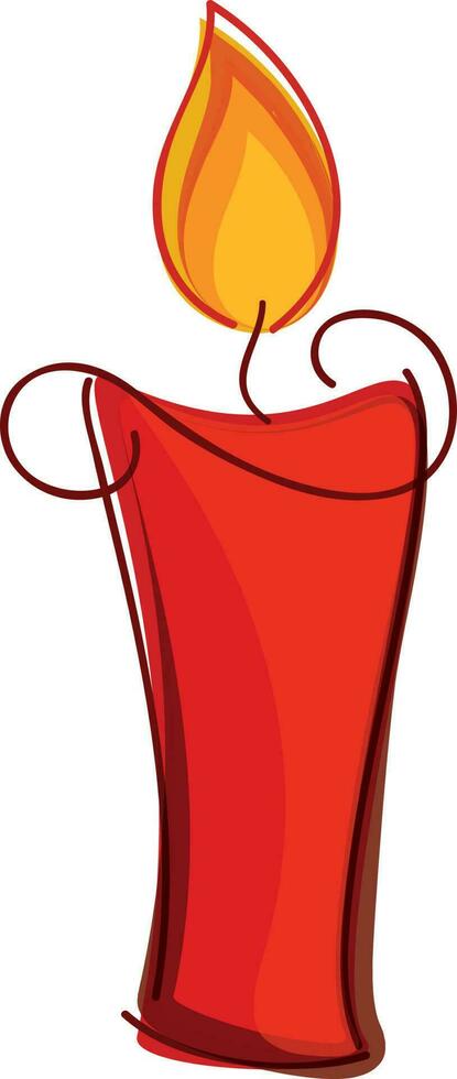 Shiny candle in flat style. vector