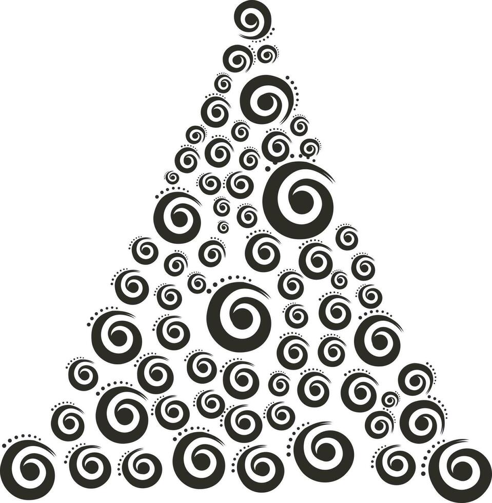 Hand drawn decorated christmas tree. vector