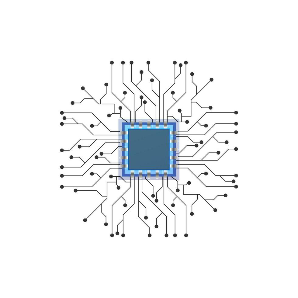 Illustration of processor chip for technology concept. vector