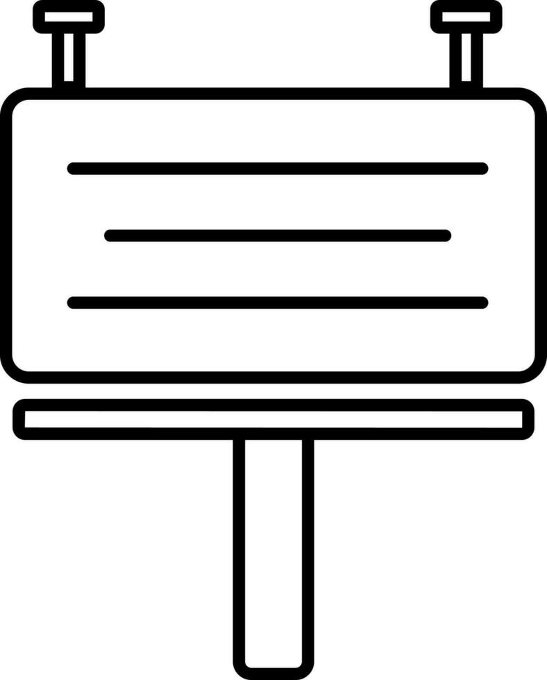 Flat illustration of billboard in black line art. vector