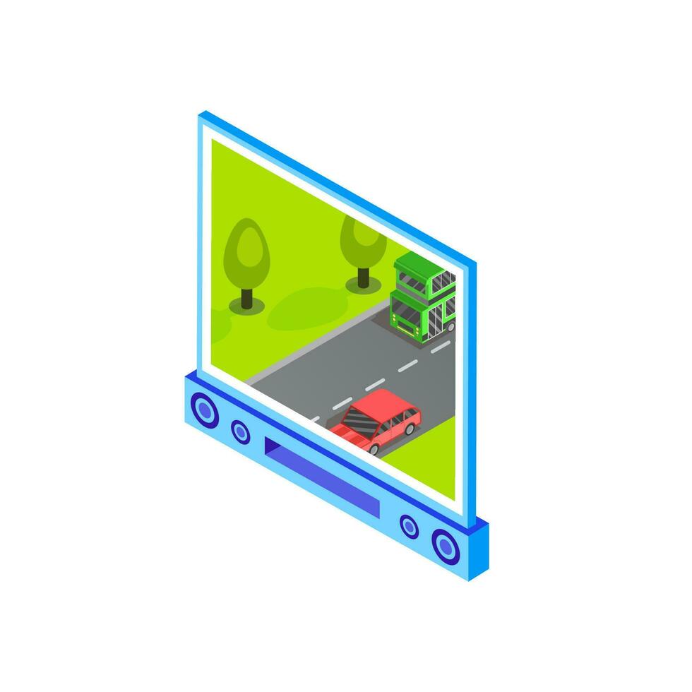 Vector illustration of desktop with gaming screen.