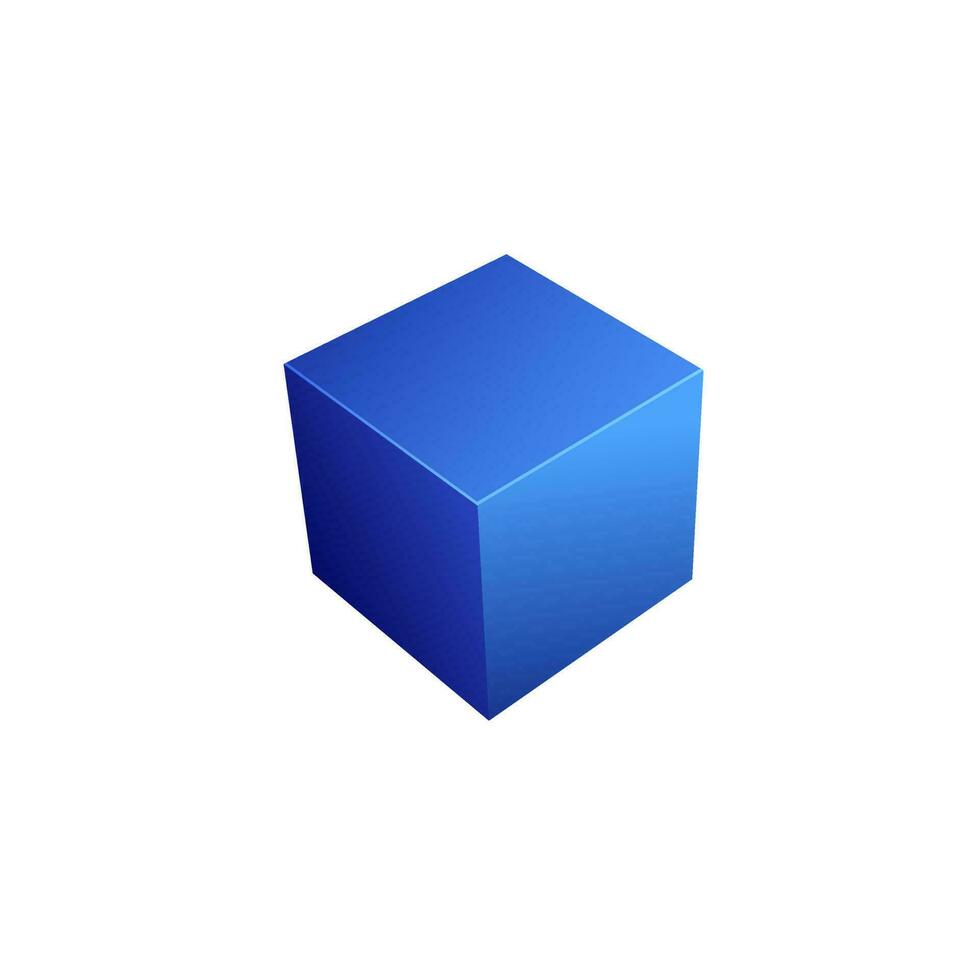 Isolated ilutsration of 3D cube in blue color. vector