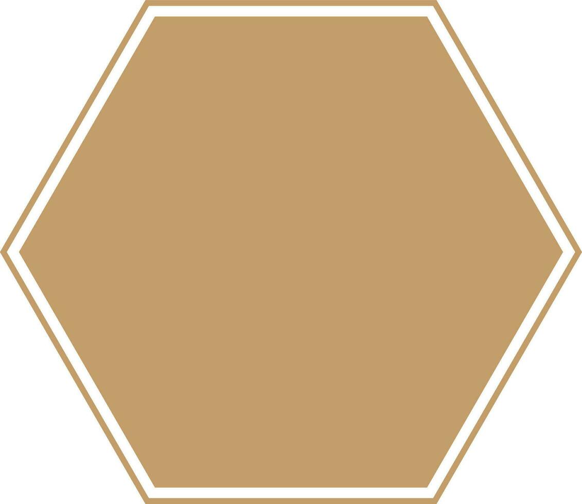 Hexagonal frame in brown color and flat style. vector