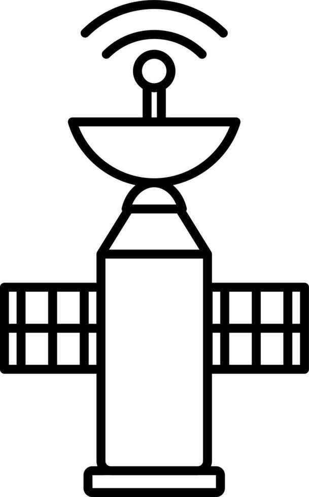 Black line art illustration of satellite. vector