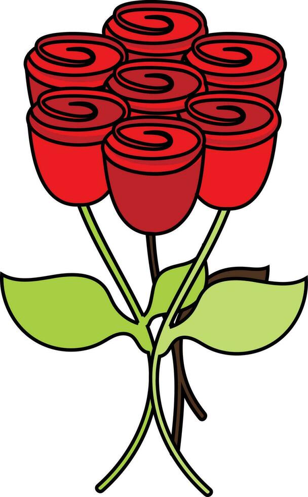 Rose icon with leaf in stroke style. vector