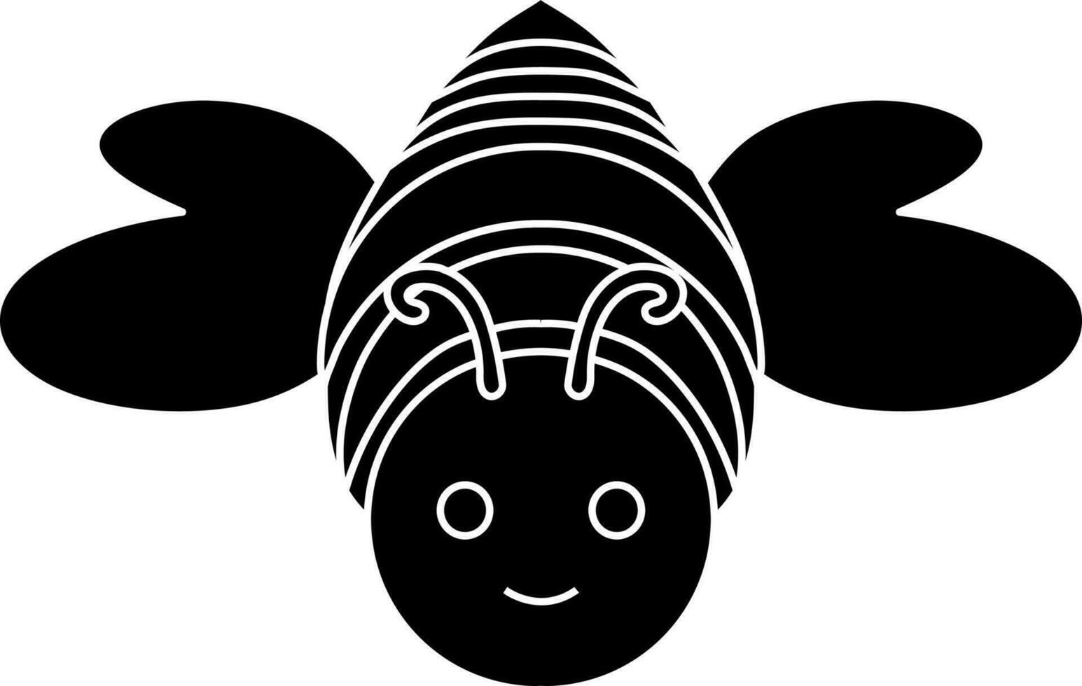Illustration of cute honey bee with flying style in black. vector