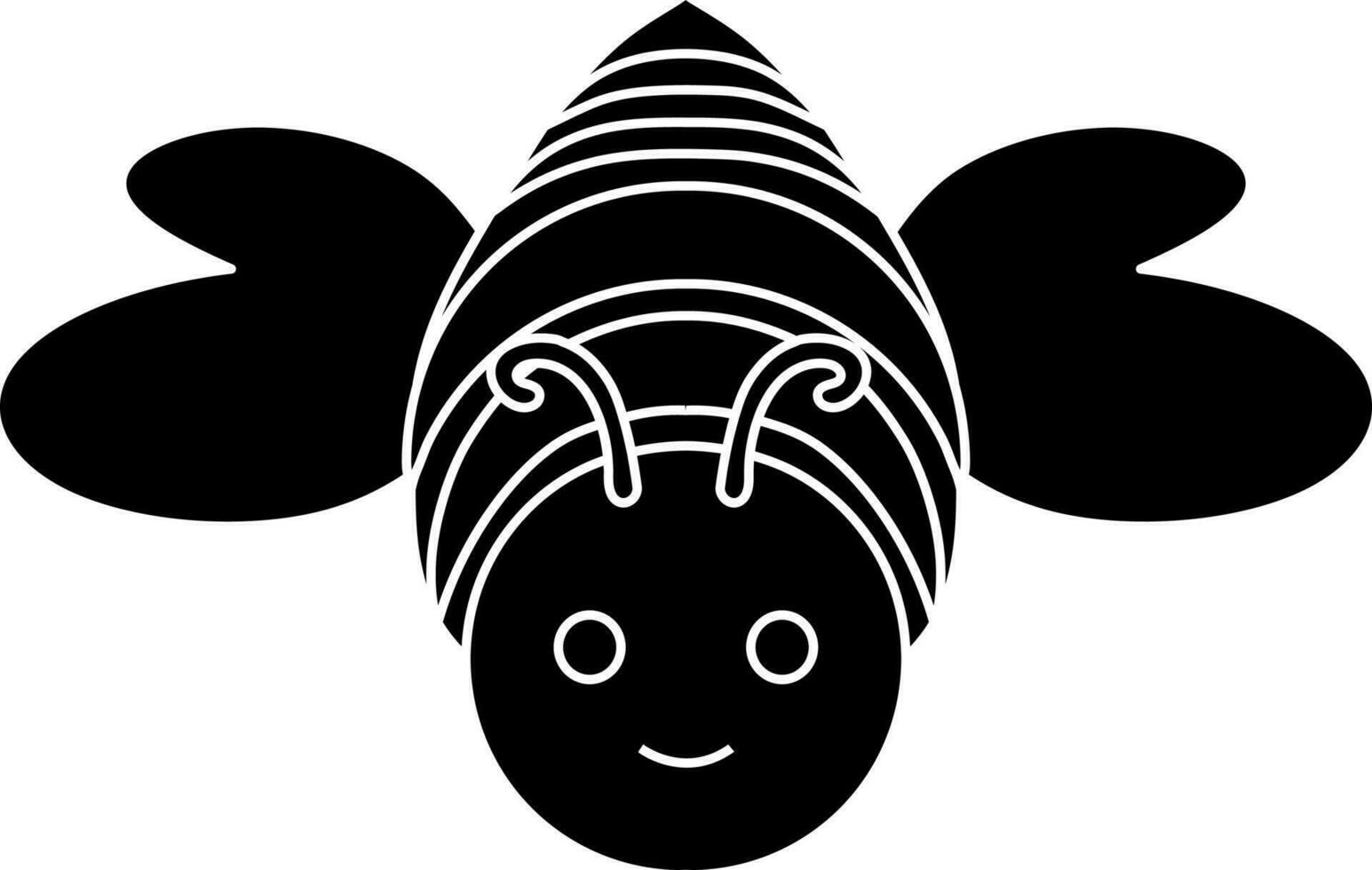 ilustración de linda miel abeja con volador estilo en negro. vector