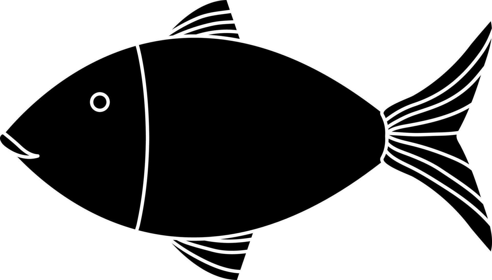 Illustration of fish icon with fin in black style. vector