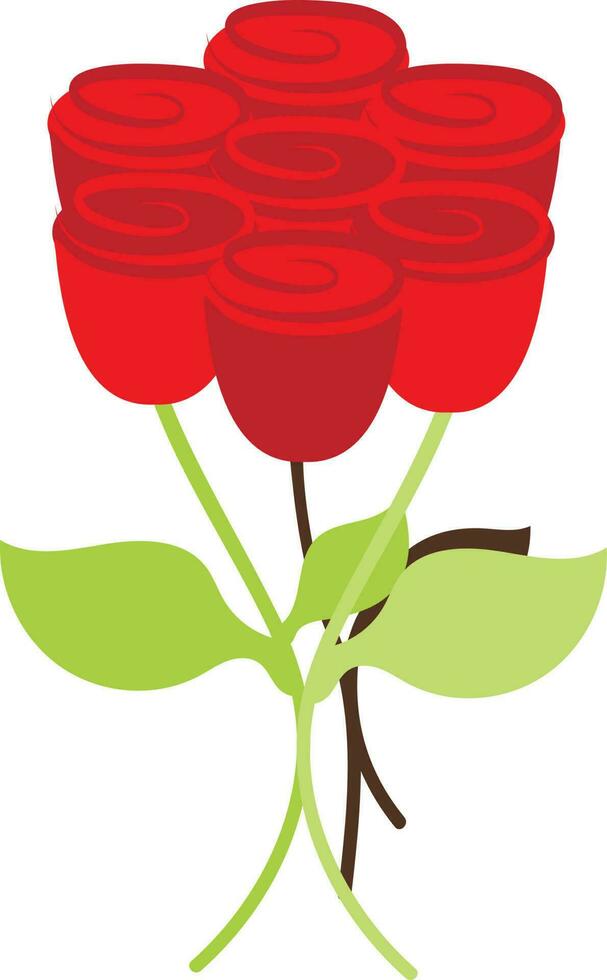 Rose icon with leaf in illustration. vector