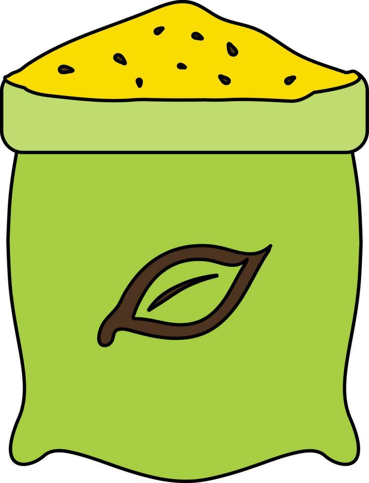Green color with stroke of bag icon for agriculture concept. vector