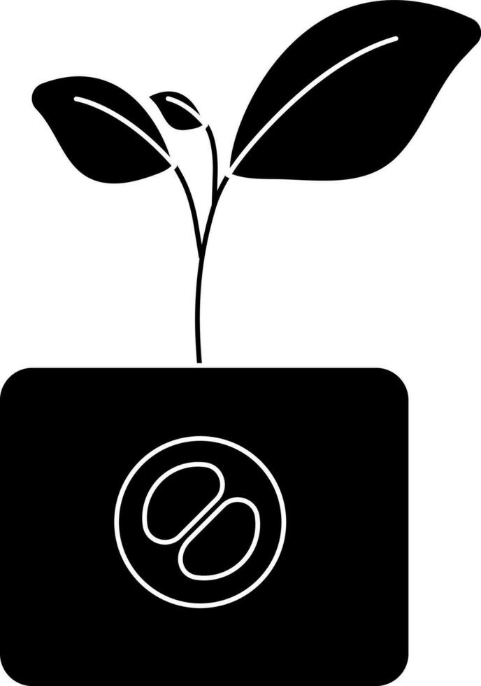 Growing of a plant on pot icon with glyph style. vector