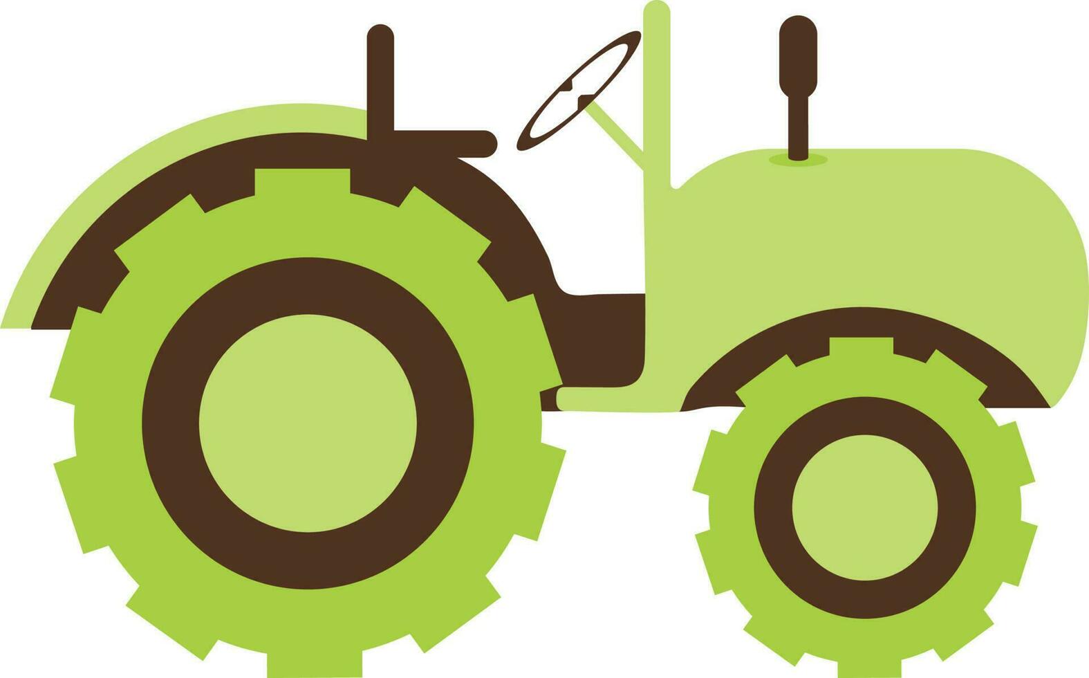 Green color of tractor icon in illustration. vector