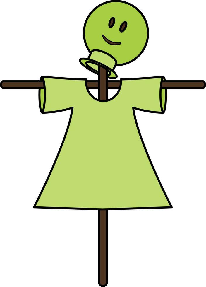 Scarecrow icon with stick for agriculture concept in stroke style. vector