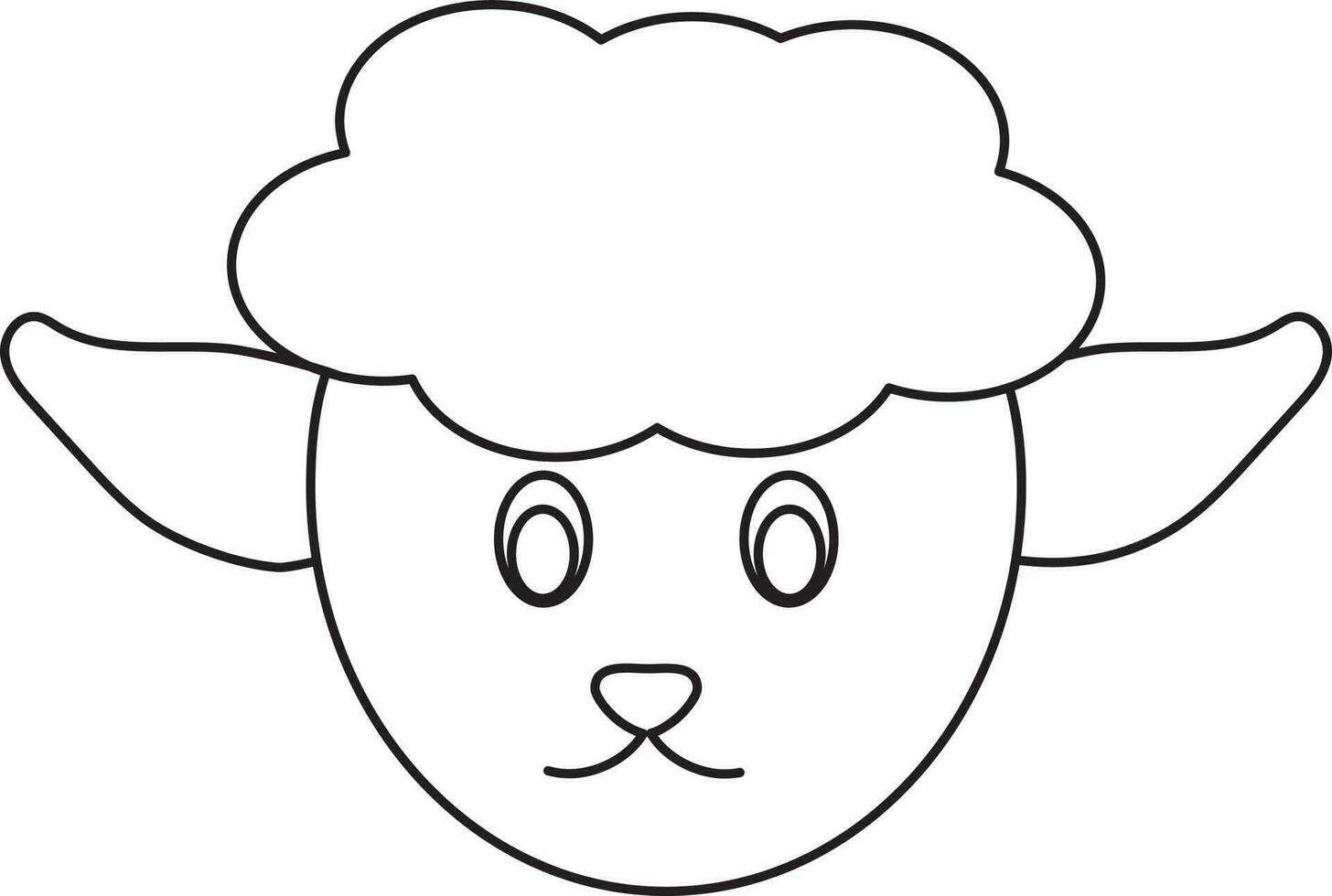 Illustration of sheep face icon for wool concept in stroke style. vector