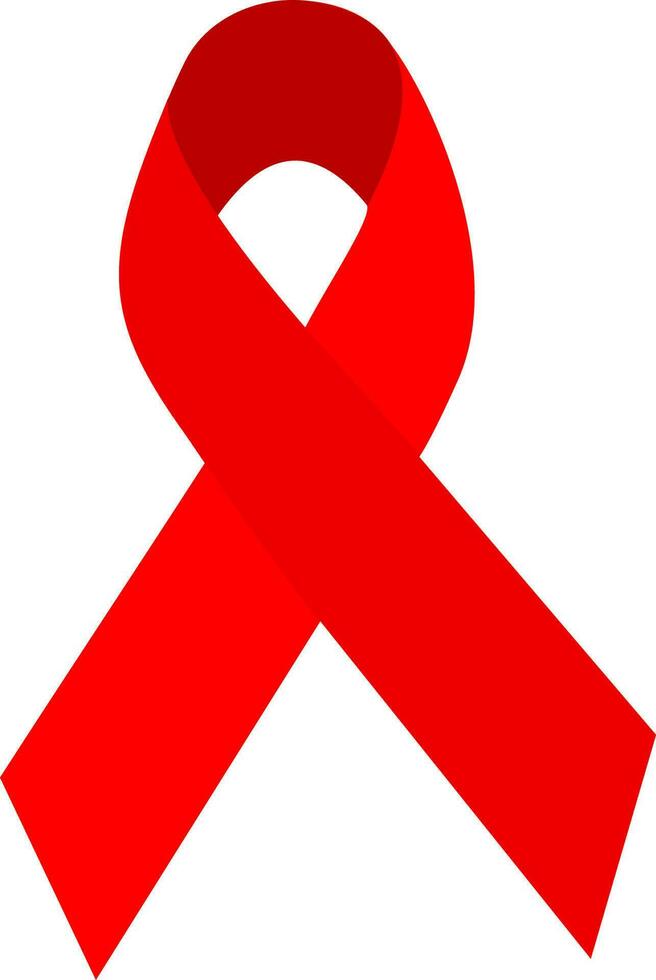 Glossy red awareness ribbon icon. vector