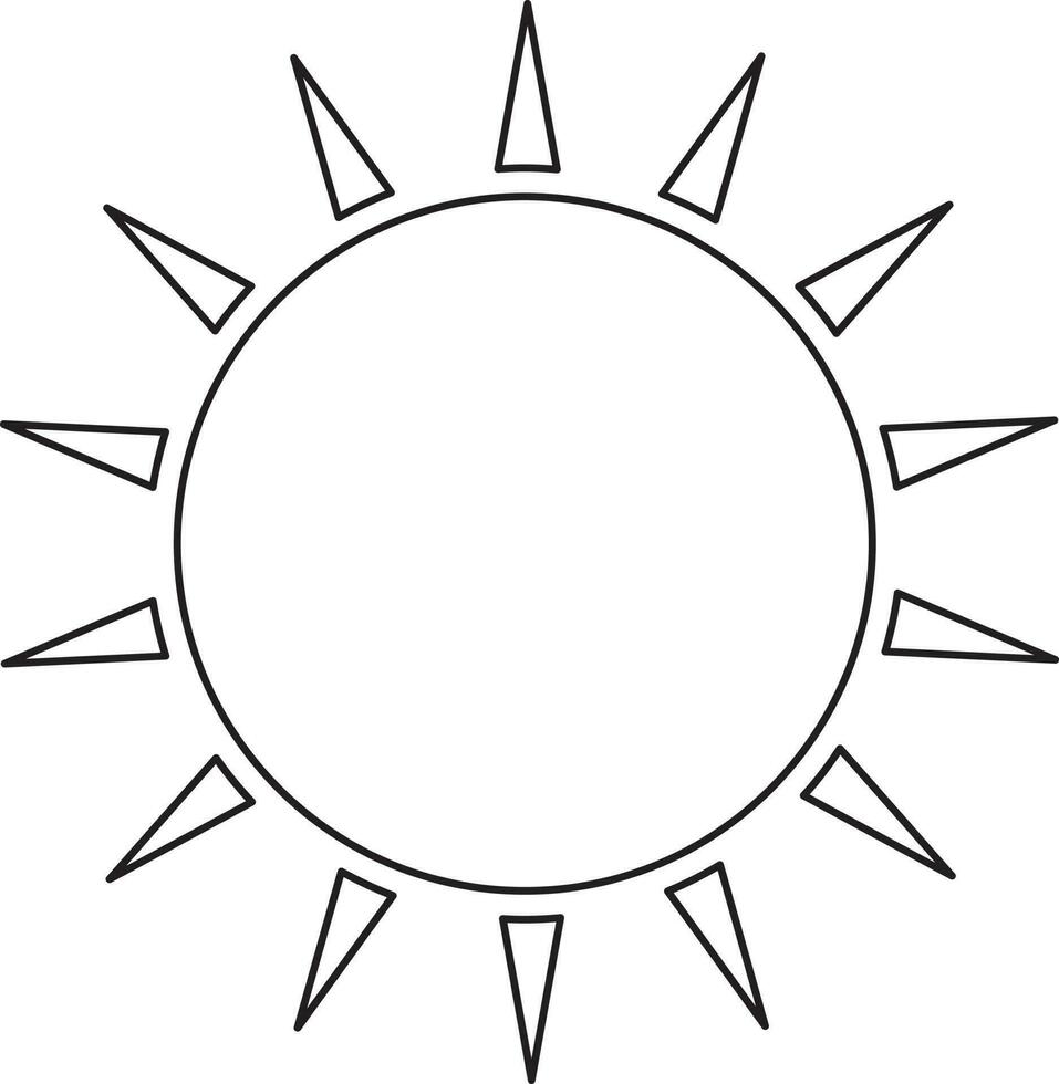 Stroke style of sun icon for light concept. vector