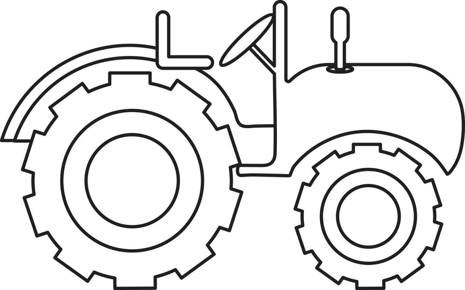 Stroke style of tractor icon in illustration. vector