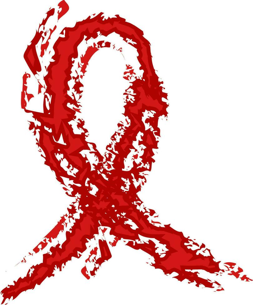 Red Aids Awareness Ribbon sign or symbol. vector