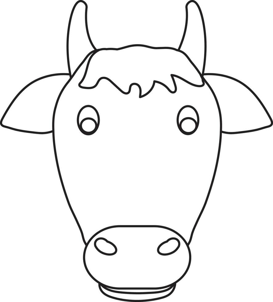 Image of cow head in isolated with stroke style. vector