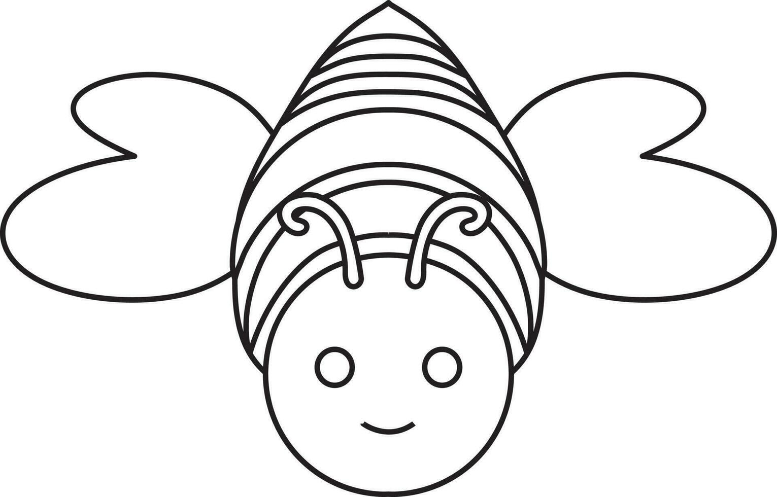 Illustration of cute honey bee with flying style in stroke. vector