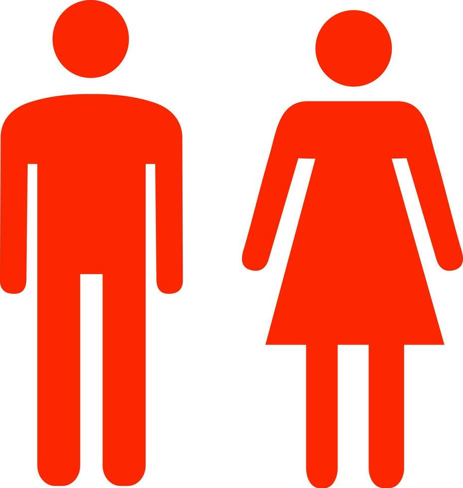 Man and woman sign or symbol in orange color. vector