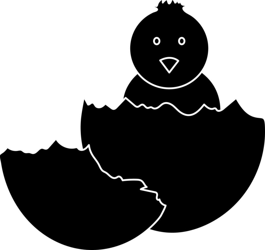 Chick in egg icon for poultry concept in black style. vector