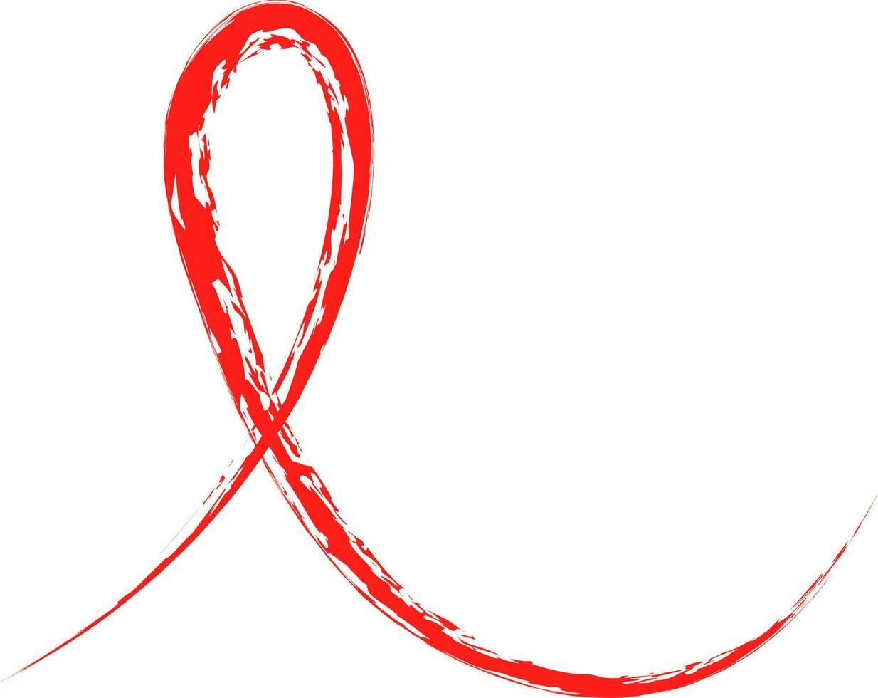 Red Aids awareness symbol made by brush stroke. vector