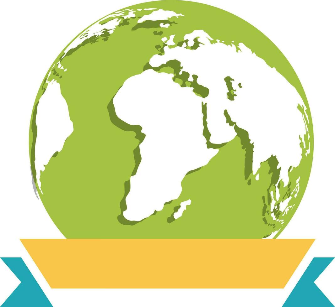 Vector Earth Globe with ribbon in flat style.