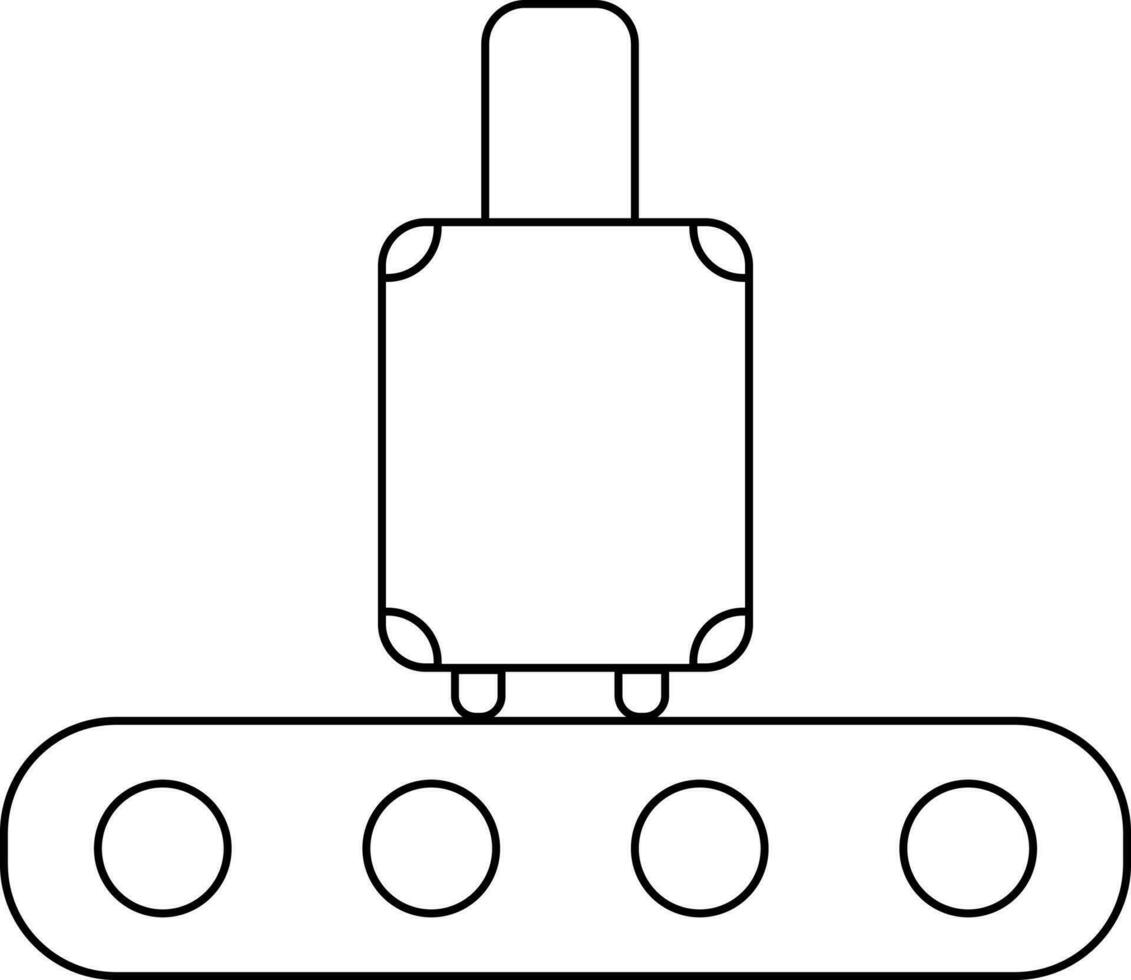 icono de carretilla bolso en transportador cinturón en plano estilo. vector