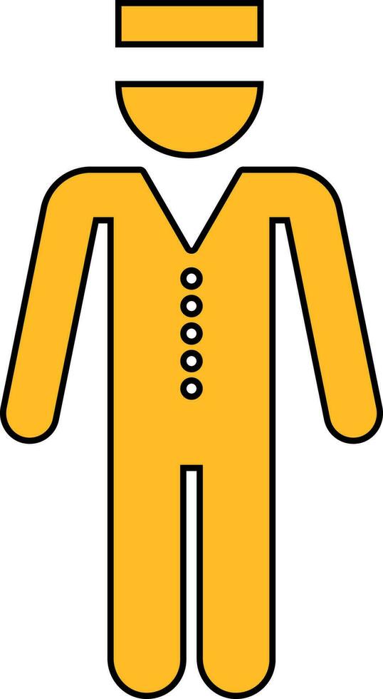 Icon of male bellhop in standing pose. vector