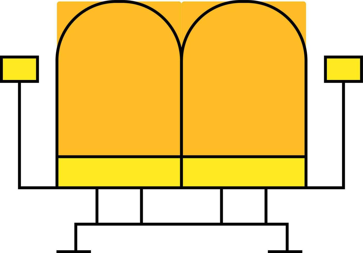icono de silla en plano estilo con amarillo color. vector