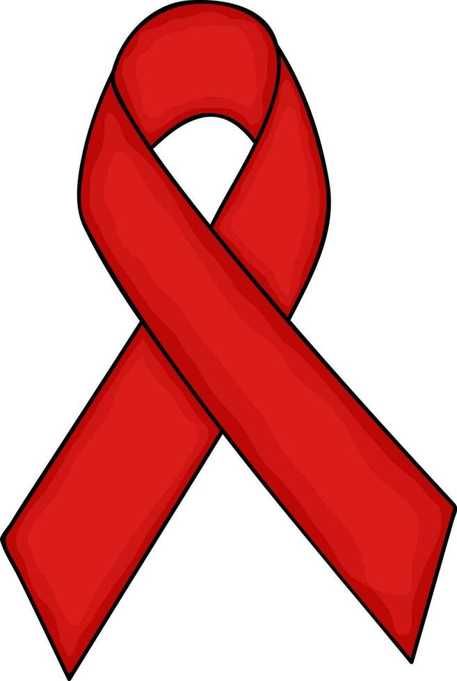Red Awareness Ribbon icon in flat style. vector