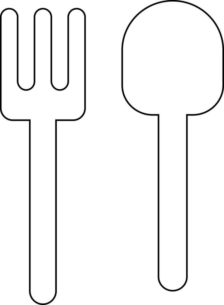Vector line art fork and spoon icon.
