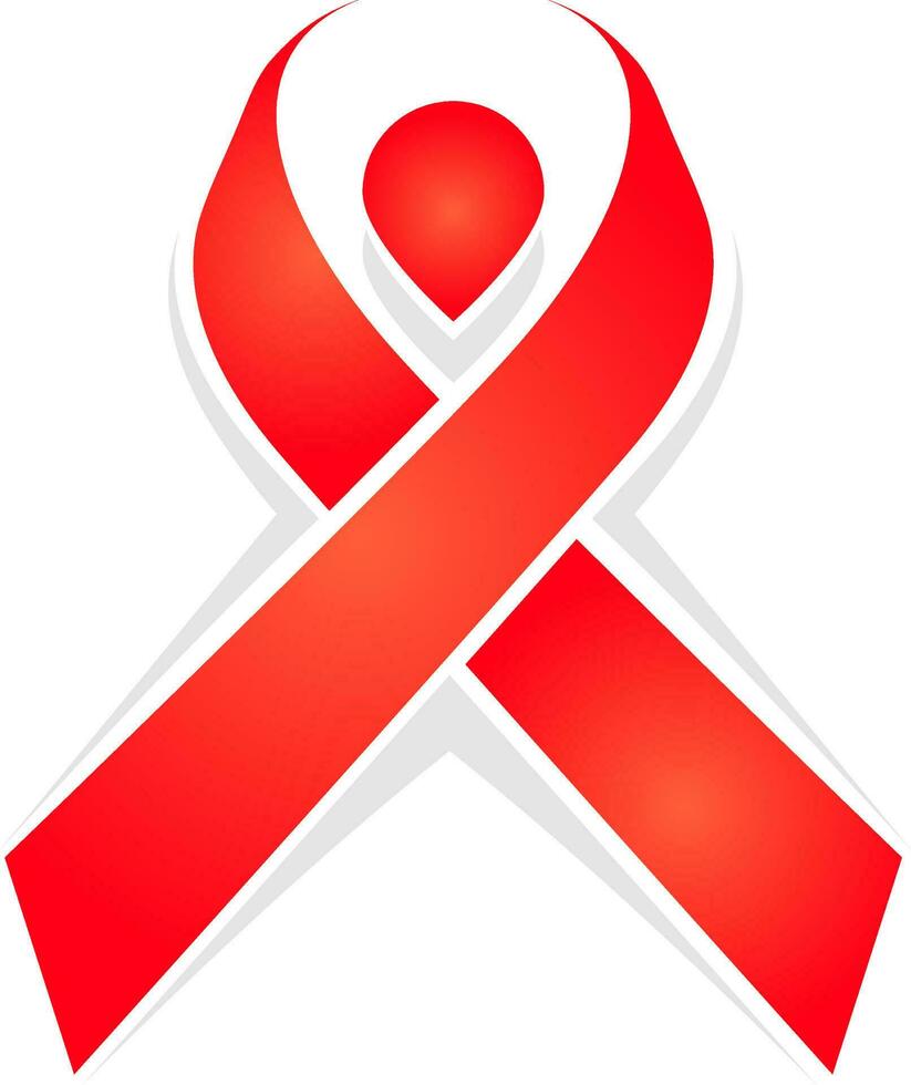 Red Paper Awareness Ribbon icon. vector