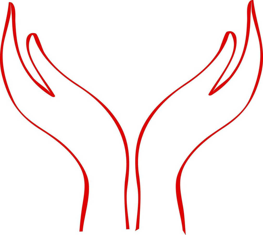 Red line art illustration of protecting human hands. vector