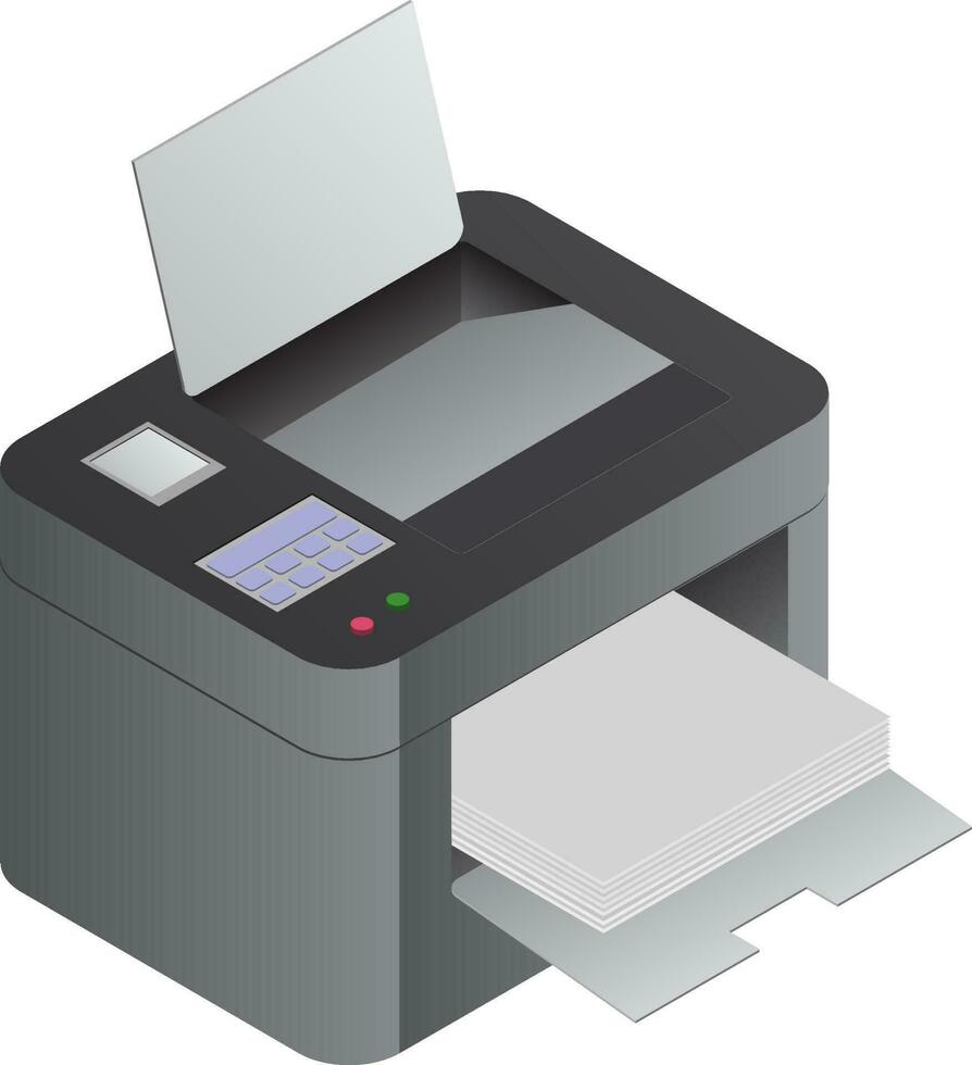 Printer machine in 3d style on white background. vector