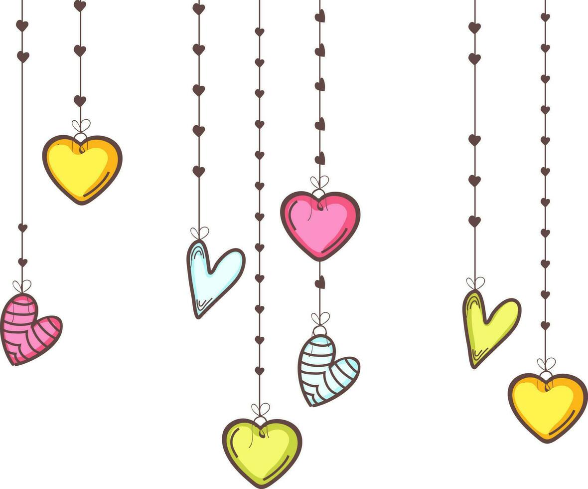 Illustration of colorful hanging Hearts. vector