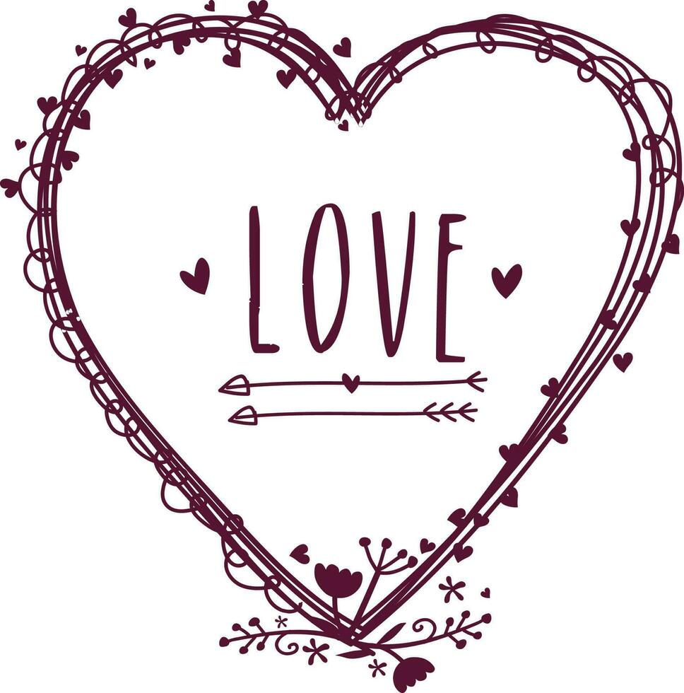 Stylish Text Love in heart shaped frame. 24283983 Vector Art