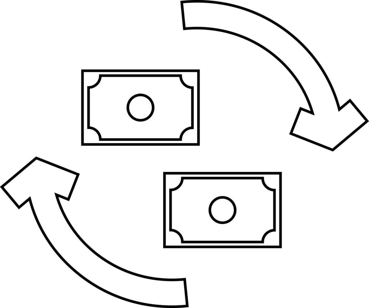 Line art icon of currency exchange. vector