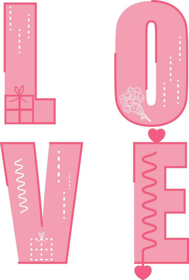 Creative Pink text design Love. vector